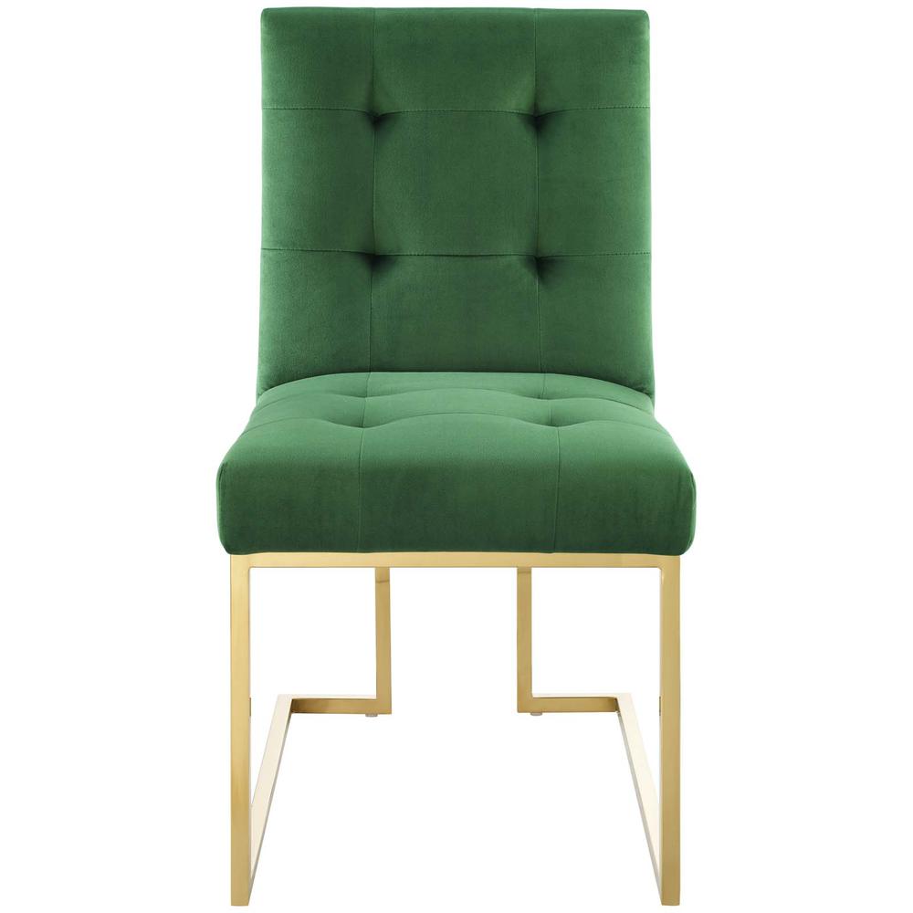 Privy Gold Stainless Steel Performance Velvet Dining Chair - Gold Emerald EEI-3744-GLD-EME. Picture 4