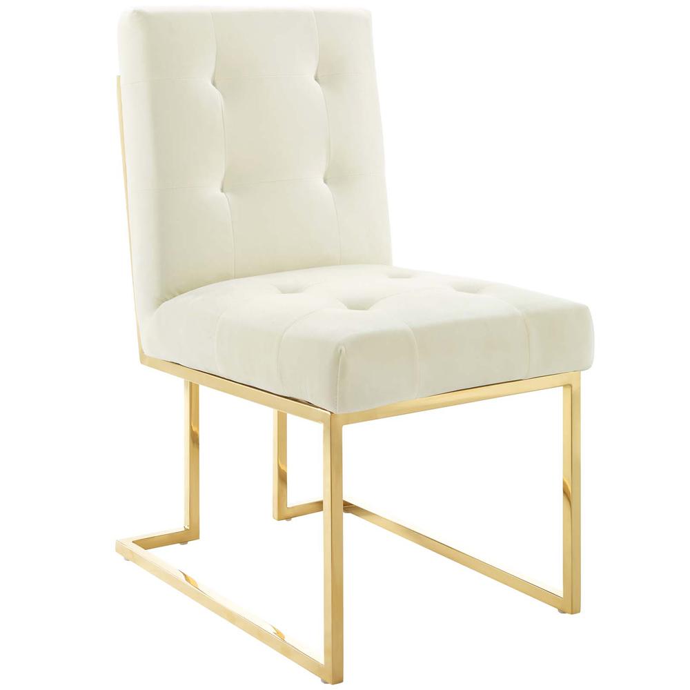 Privy Gold Stainless Steel Performance Velvet Dining Chair. Picture 1