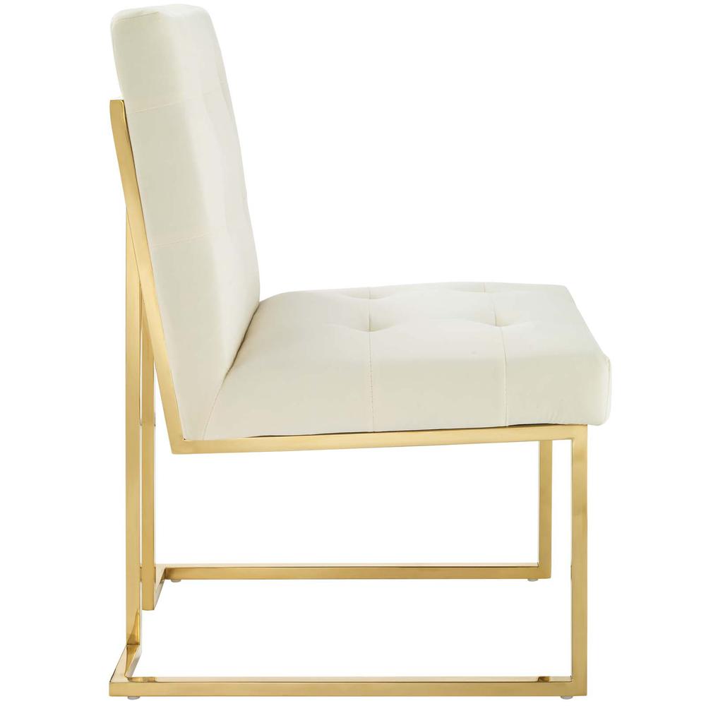 Privy Gold Stainless Steel Performance Velvet Dining Chair. Picture 2