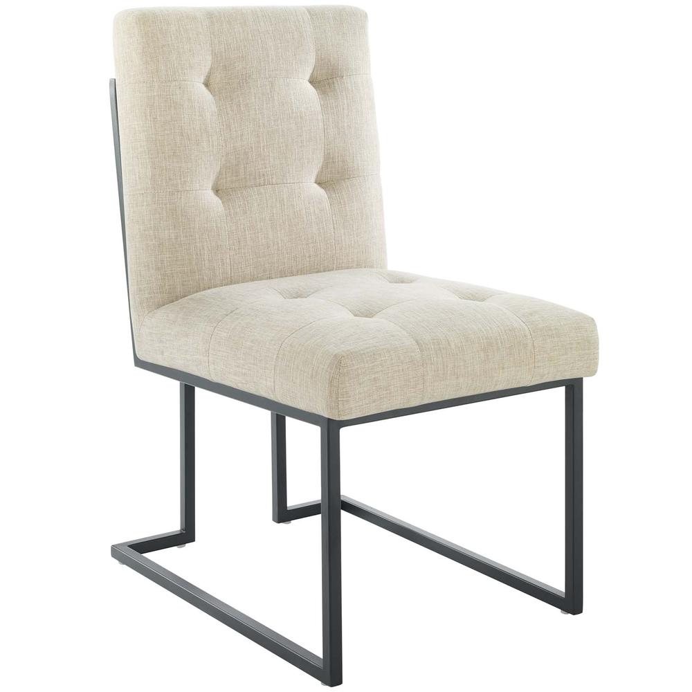 Privy Black Stainless Steel Upholstered Fabric Dining Chair. Picture 1