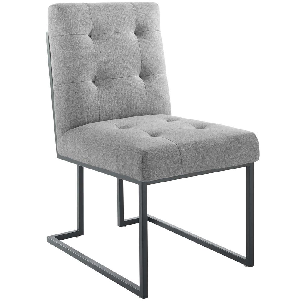 Privy Black Stainless Steel Upholstered Fabric Dining Chair. Picture 1