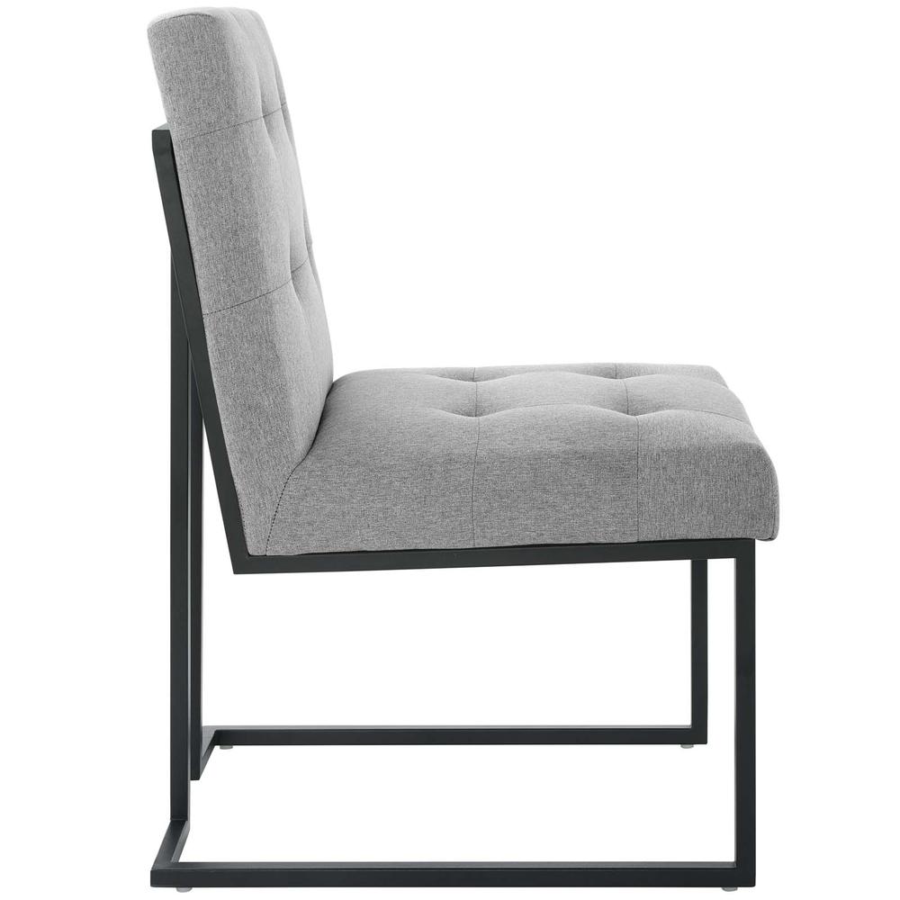 Privy Black Stainless Steel Upholstered Fabric Dining Chair. Picture 2