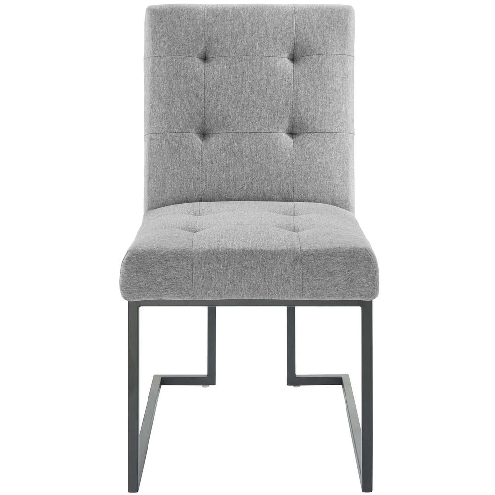 Privy Black Stainless Steel Upholstered Fabric Dining Chair. Picture 4