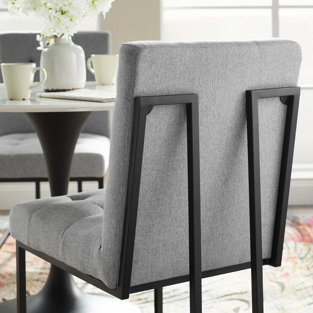 Privy Black Stainless Steel Upholstered Fabric Dining Chair. Picture 7