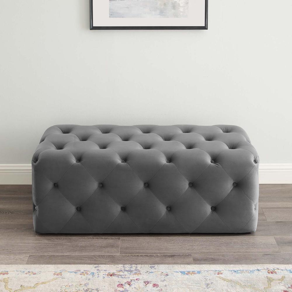 Amour 48" Tufted Button Entryway Performance Velvet Bench. Picture 9