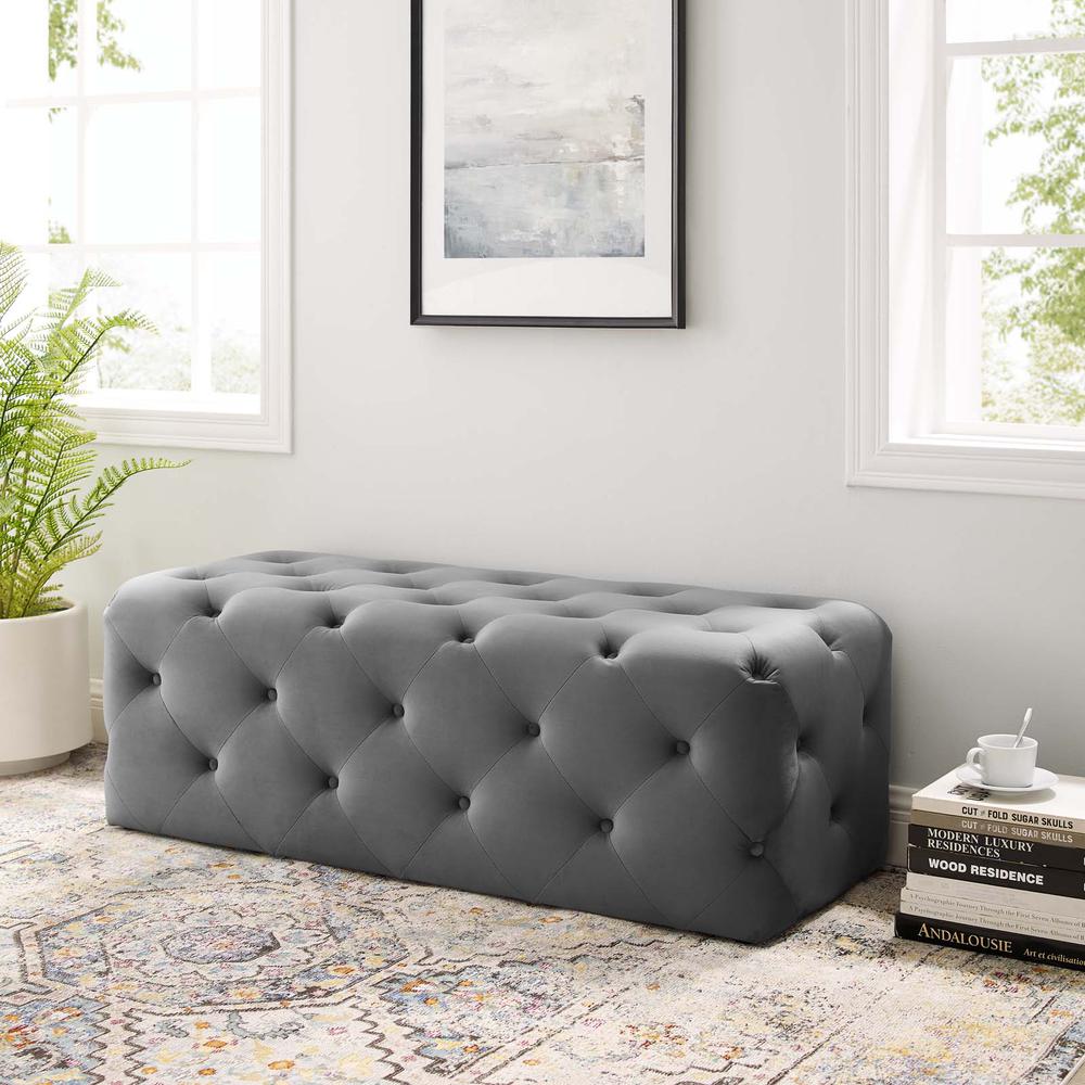 Amour 48" Tufted Button Entryway Performance Velvet Bench. Picture 10