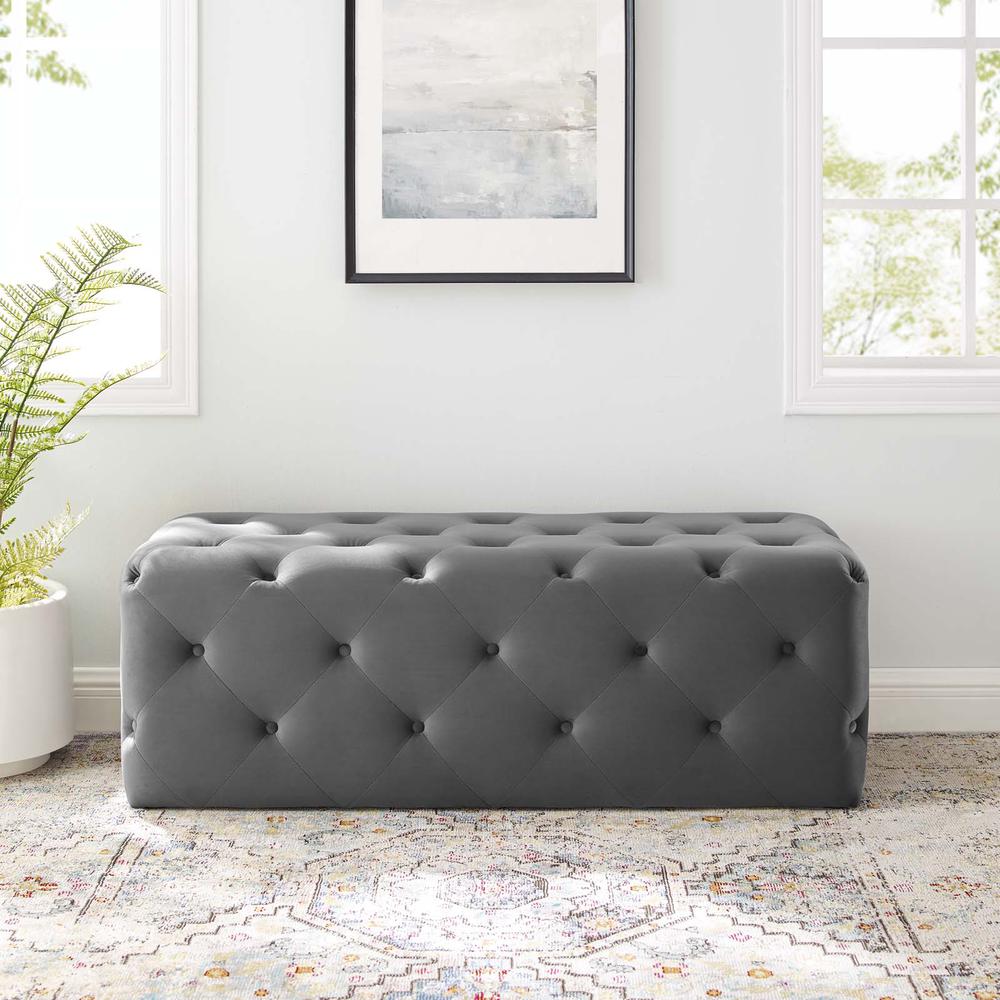 Amour 48" Tufted Button Entryway Performance Velvet Bench. Picture 11