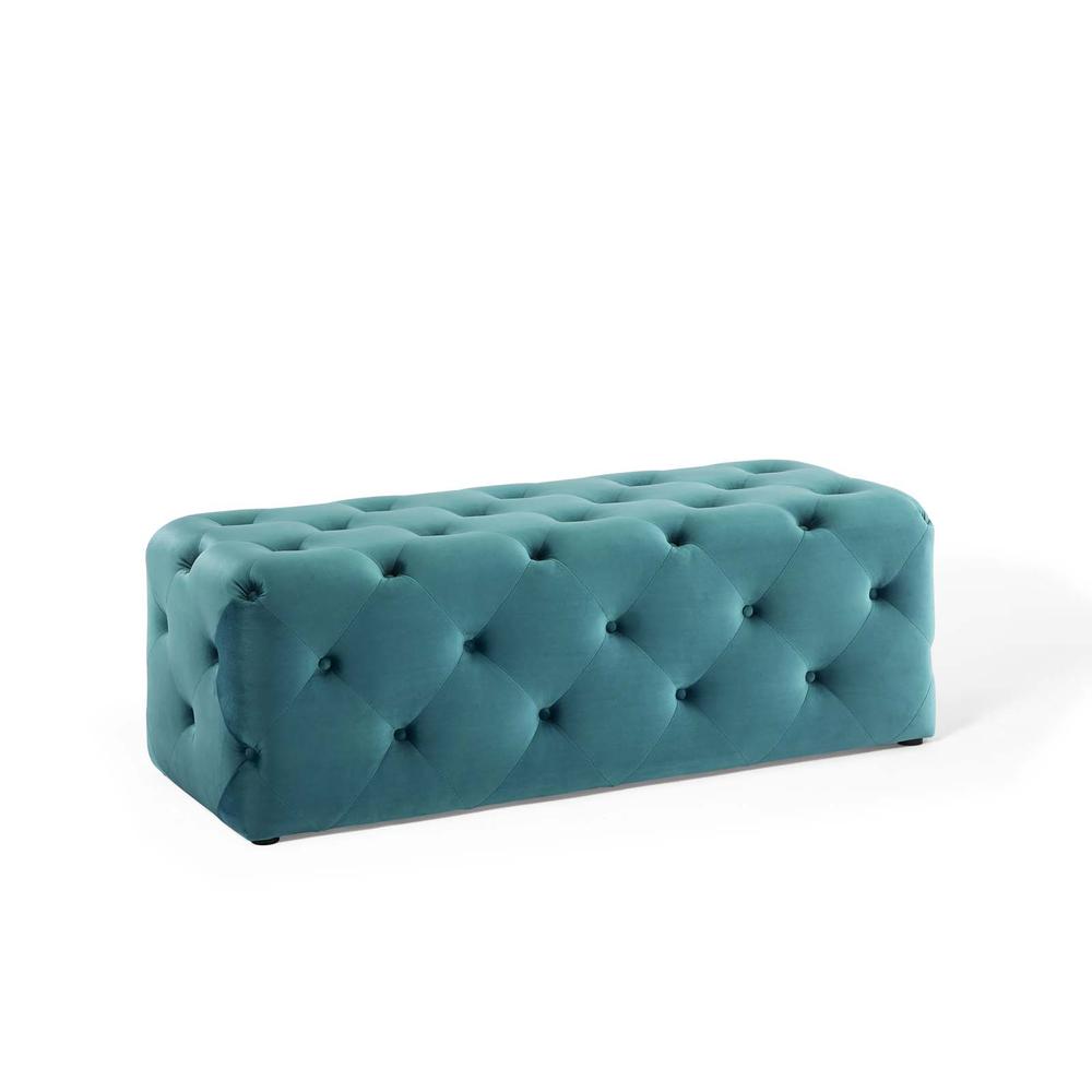 Amour 48" Tufted Button Entryway Performance Velvet Bench - Sea Blue EEI-3768-SEA. Picture 1