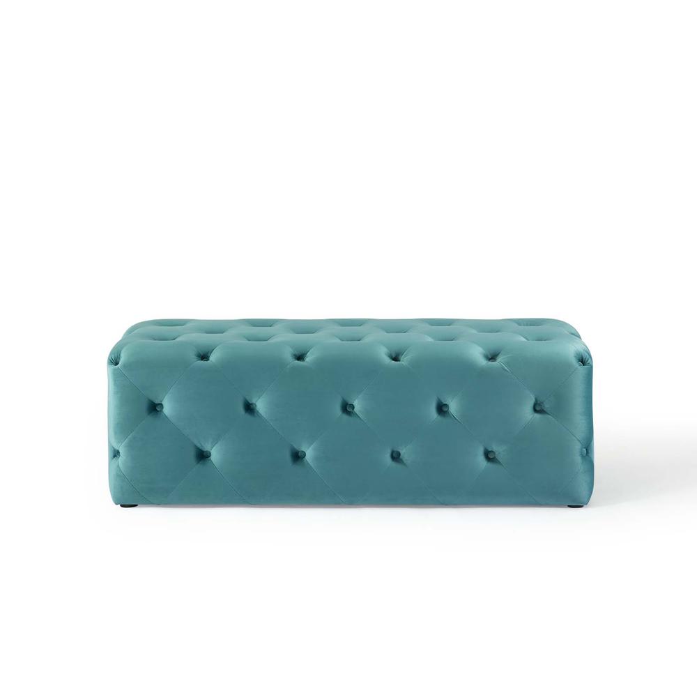 Amour 48" Tufted Button Entryway Performance Velvet Bench - Sea Blue EEI-3768-SEA. Picture 4