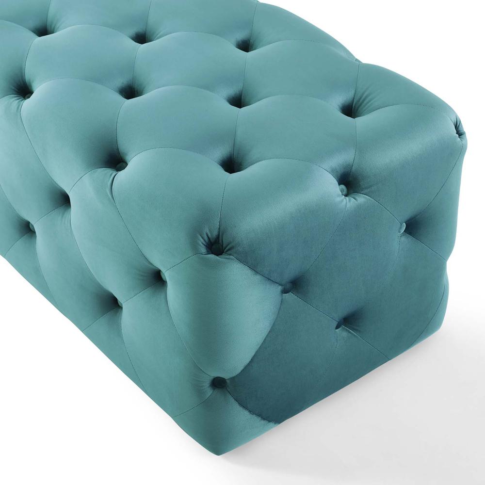 Amour 48" Tufted Button Entryway Performance Velvet Bench - Sea Blue EEI-3768-SEA. Picture 5