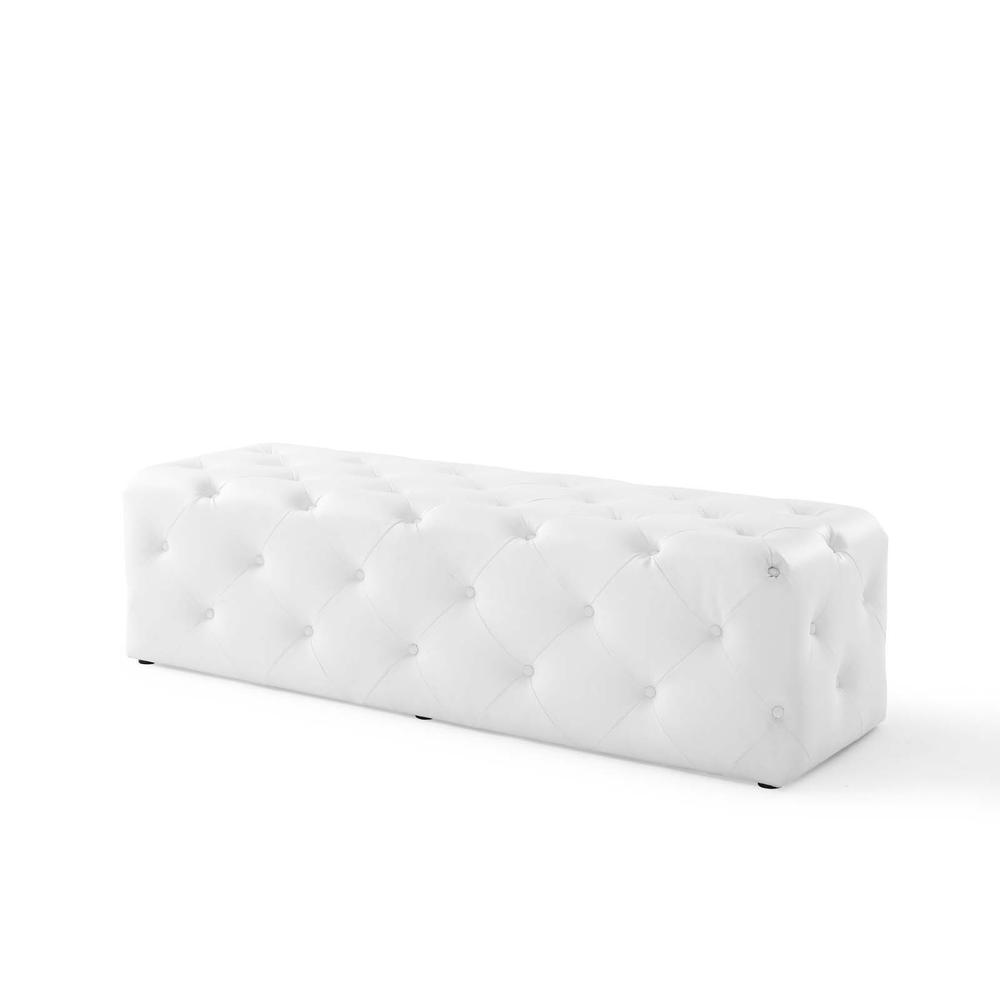 Amour 60" Tufted Button Entryway Faux Leather Bench. Picture 3