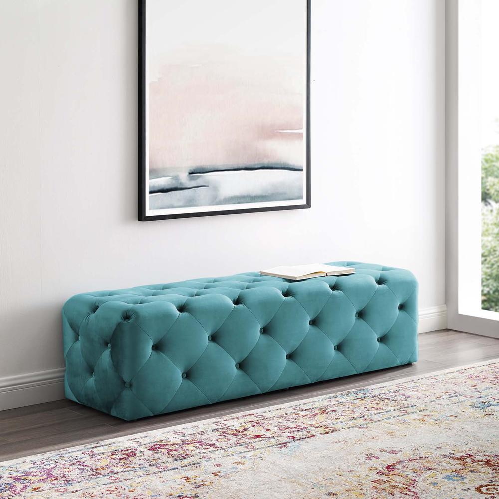 Amour 60" Tufted Button Entryway Performance Velvet Bench. Picture 7