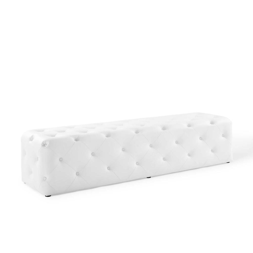 Amour 72" Tufted Button Entryway Faux Leather Bench. Picture 1