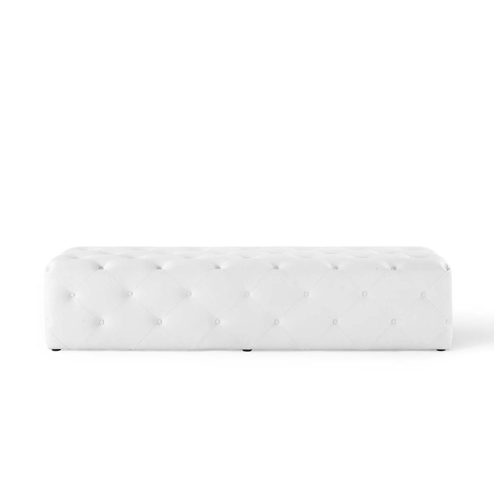 Amour 72" Tufted Button Entryway Faux Leather Bench. Picture 3