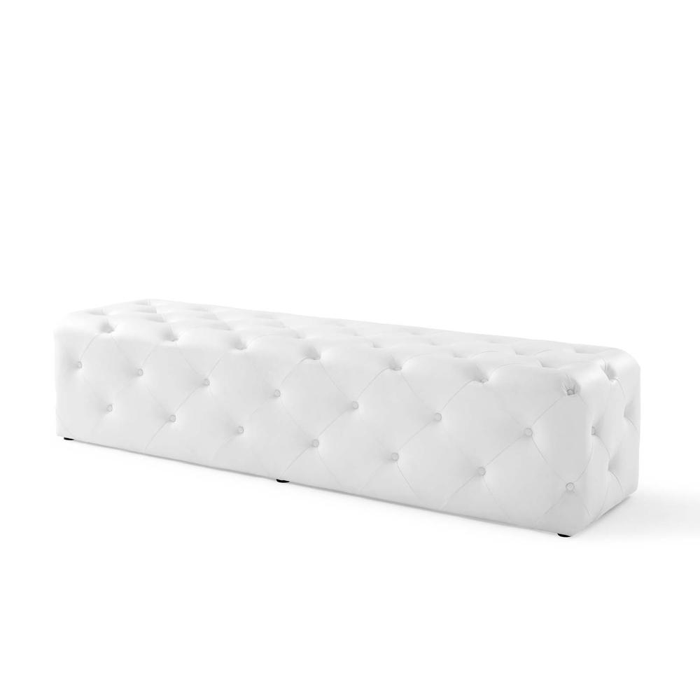 Amour 72" Tufted Button Entryway Faux Leather Bench. Picture 4