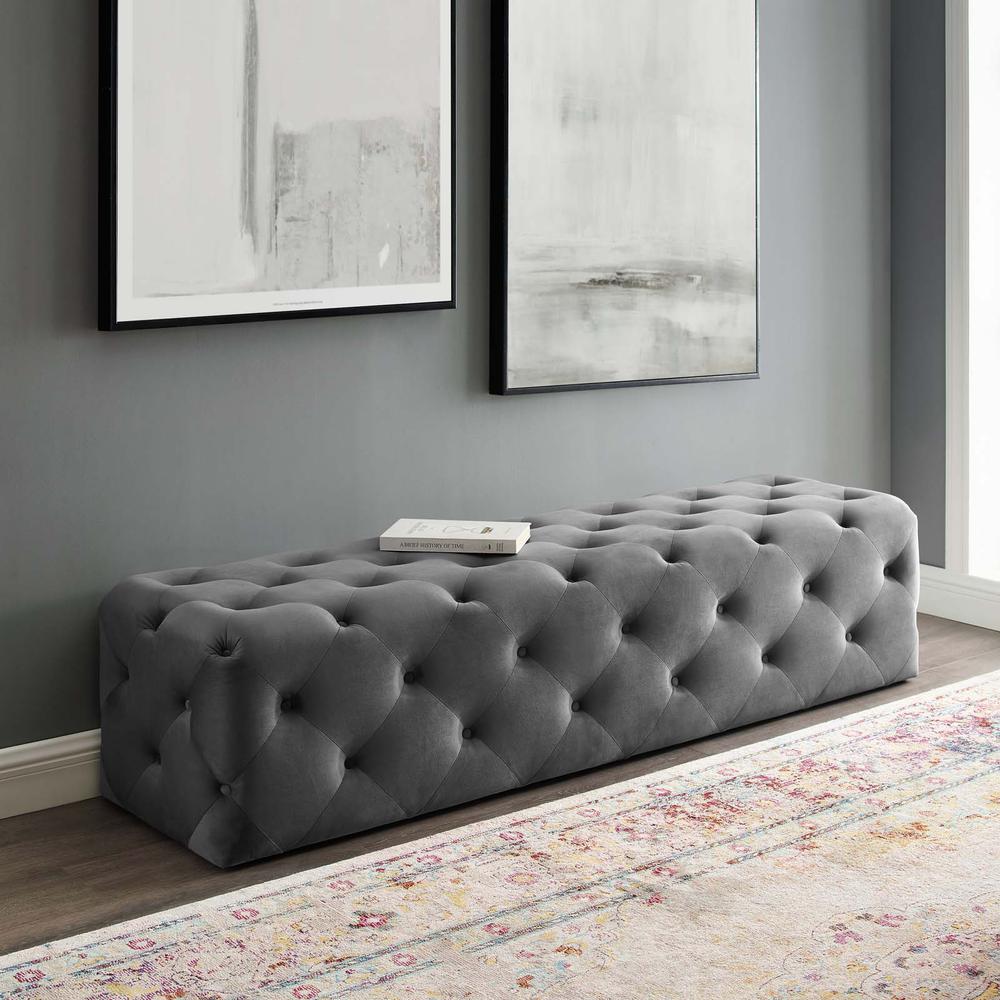 Amour 72" Tufted Button Entryway Performance Velvet Bench. Picture 7