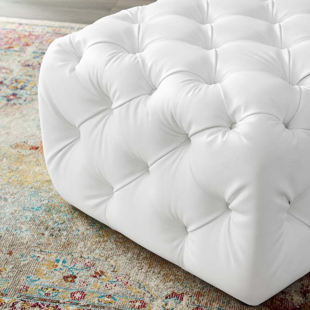 Amour Tufted Button Square Faux Leather Ottoman. Picture 5