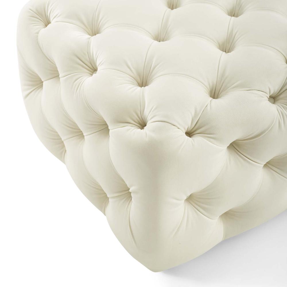 Amour Tufted Button Square Performance Velvet Ottoman. Picture 4