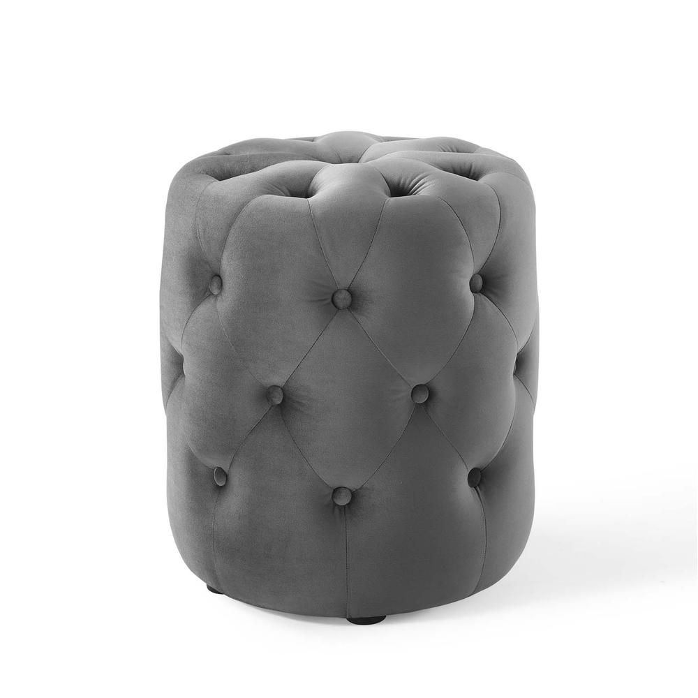Amour Tufted Button Round Performance Velvet Ottoman. Picture 1