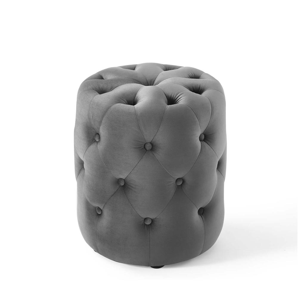 Amour Tufted Button Round Performance Velvet Ottoman. Picture 2