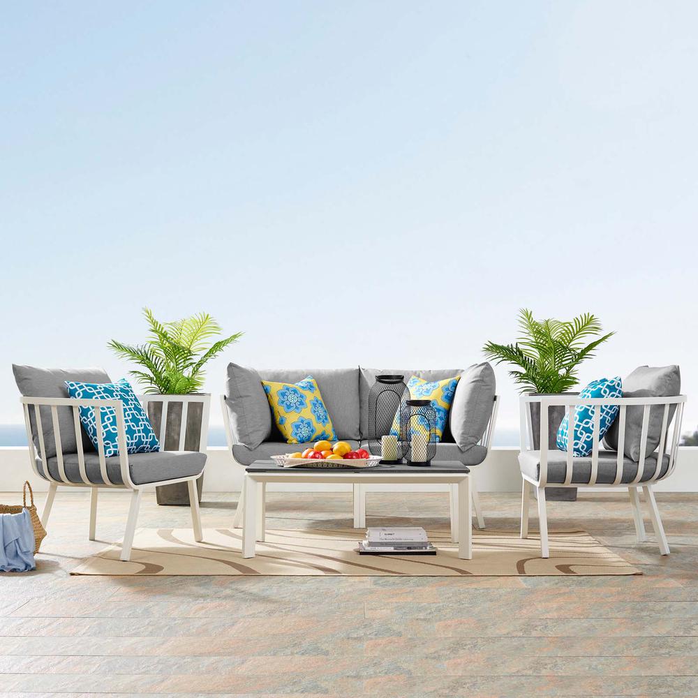 Riverside5 Piece Outdoor Patio Aluminum Set - White Gray EEI-3786-WHI-GRY. Picture 15