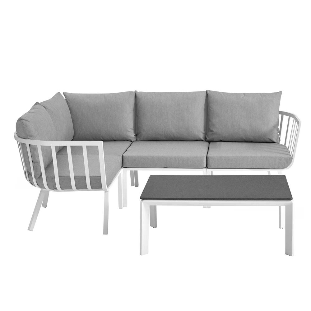 Riverside 5 Piece Outdoor Patio Aluminum Set - White Gray EEI-3793-WHI-GRY. Picture 1