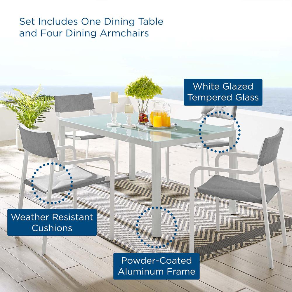 Raleigh 5 Piece Outdoor Patio Aluminum Dining Set - White Gray EEI-3796-WHI-GRY. Picture 10