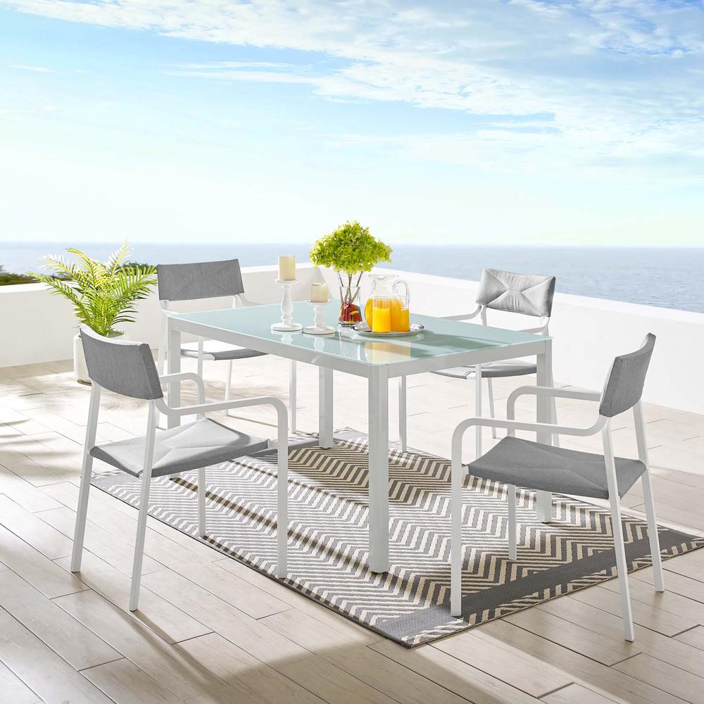 Raleigh 5 Piece Outdoor Patio Aluminum Dining Set - White Gray EEI-3796-WHI-GRY. Picture 11