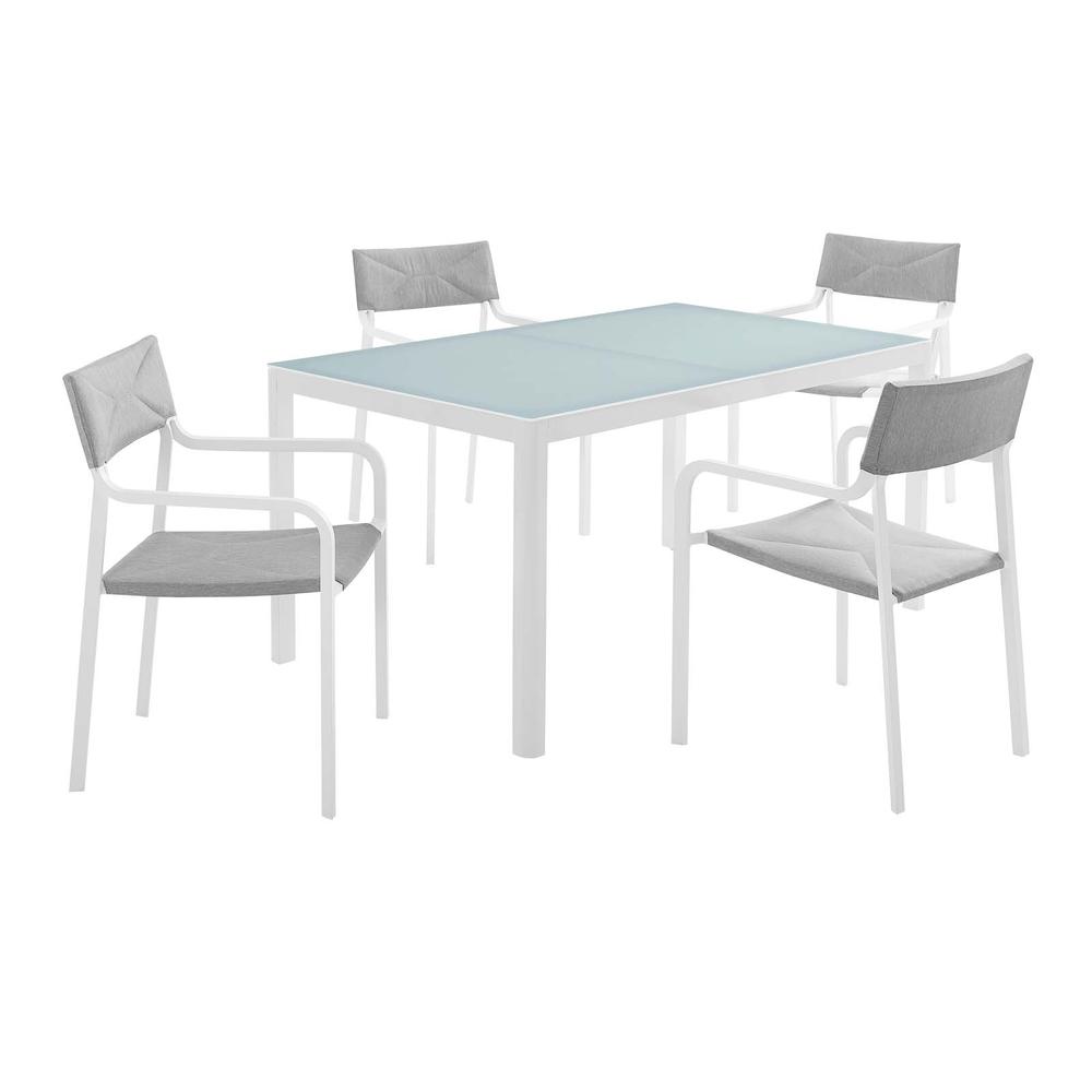 Raleigh 5 Piece Outdoor Patio Aluminum Dining Set - White Gray EEI-3796-WHI-GRY. Picture 1