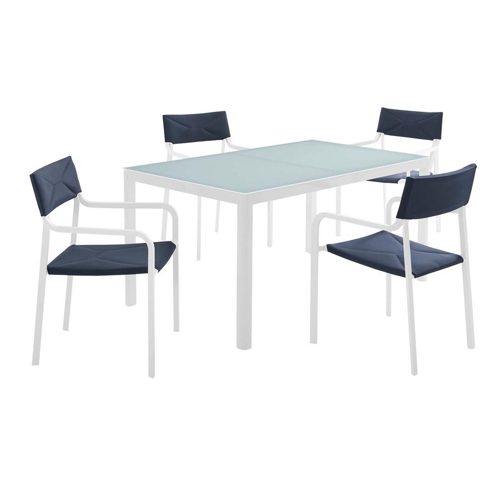 Raleigh 5 Piece Outdoor Patio Aluminum Dining Set - White Navy EEI-3796-WHI-NAV. The main picture.