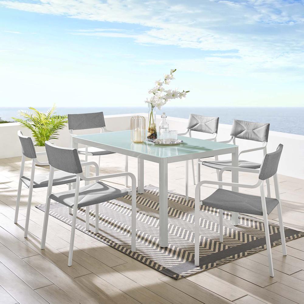 Raleigh 7 Piece Outdoor Patio Aluminum Dining Set - White Gray EEI-3797-WHI-GRY. Picture 11