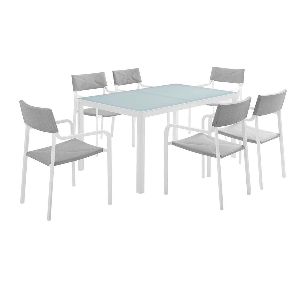 Raleigh 7 Piece Outdoor Patio Aluminum Dining Set - White Gray EEI-3797-WHI-GRY. The main picture.