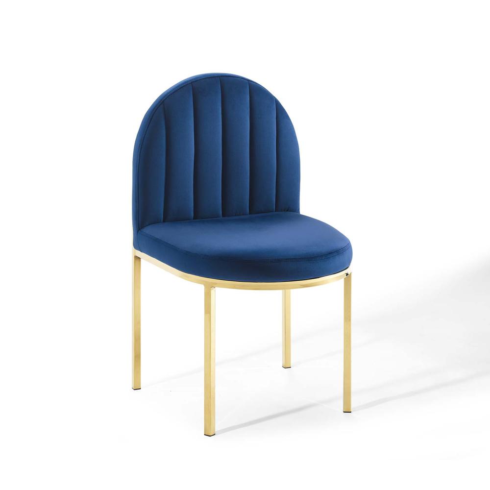 Isla Channel Tufted Performance Velvet Dining Side Chair - Gold Navy EEI-3802-GLD-NAV. The main picture.