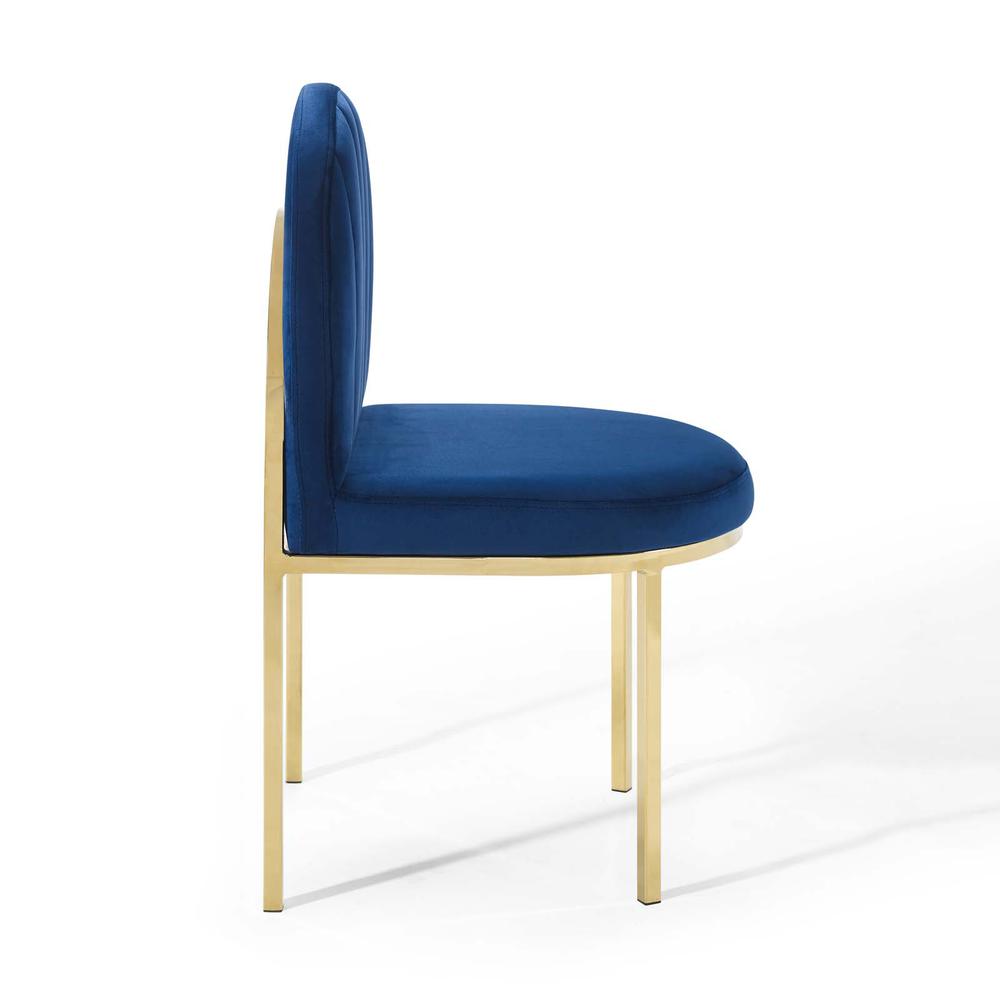 Isla Channel Tufted Performance Velvet Dining Side Chair - Gold Navy EEI-3802-GLD-NAV. Picture 3