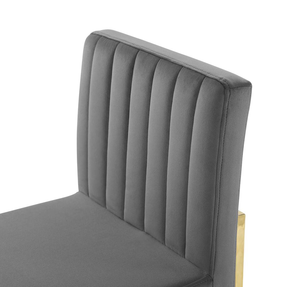 Carriage Channel Tufted Sled Base Performance Velvet Dining Chair. Picture 6