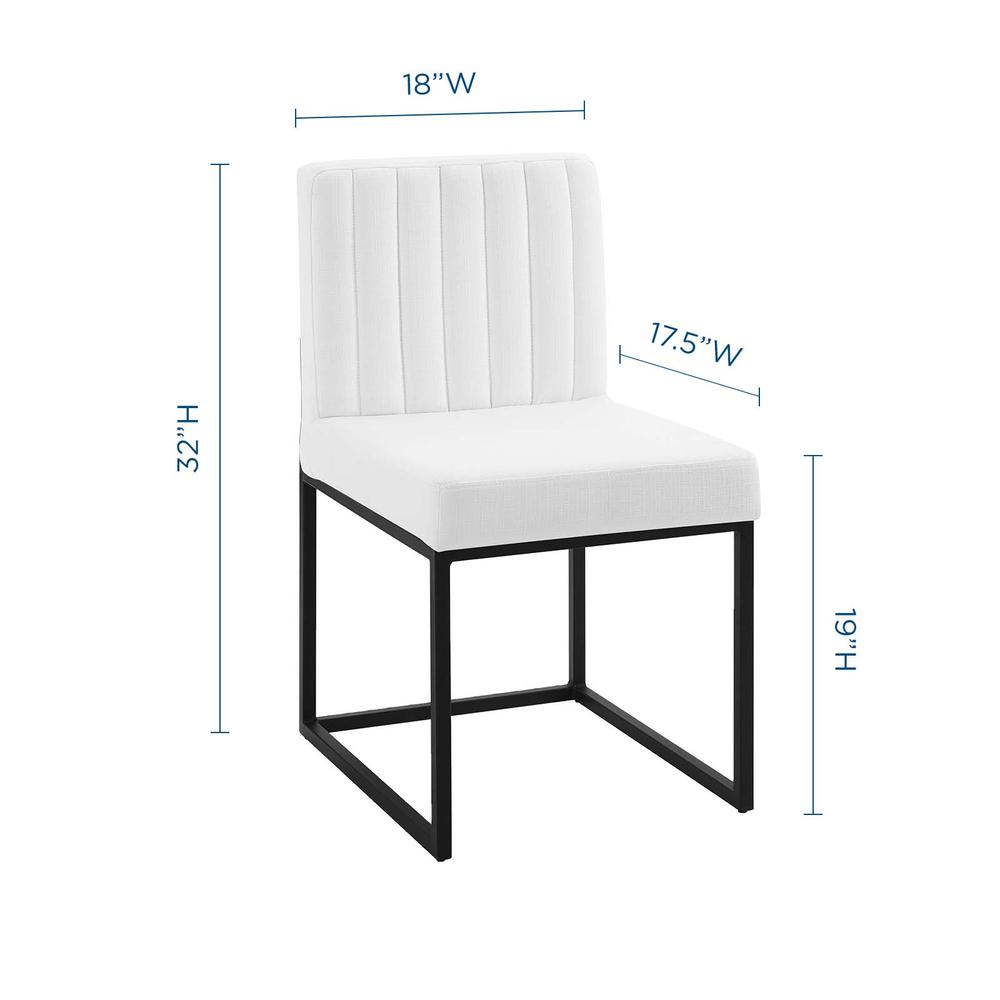 Carriage Channel Tufted Sled Base Upholstered Fabric Dining Chair - Black White EEI-3807-BLK-WHI. Picture 2