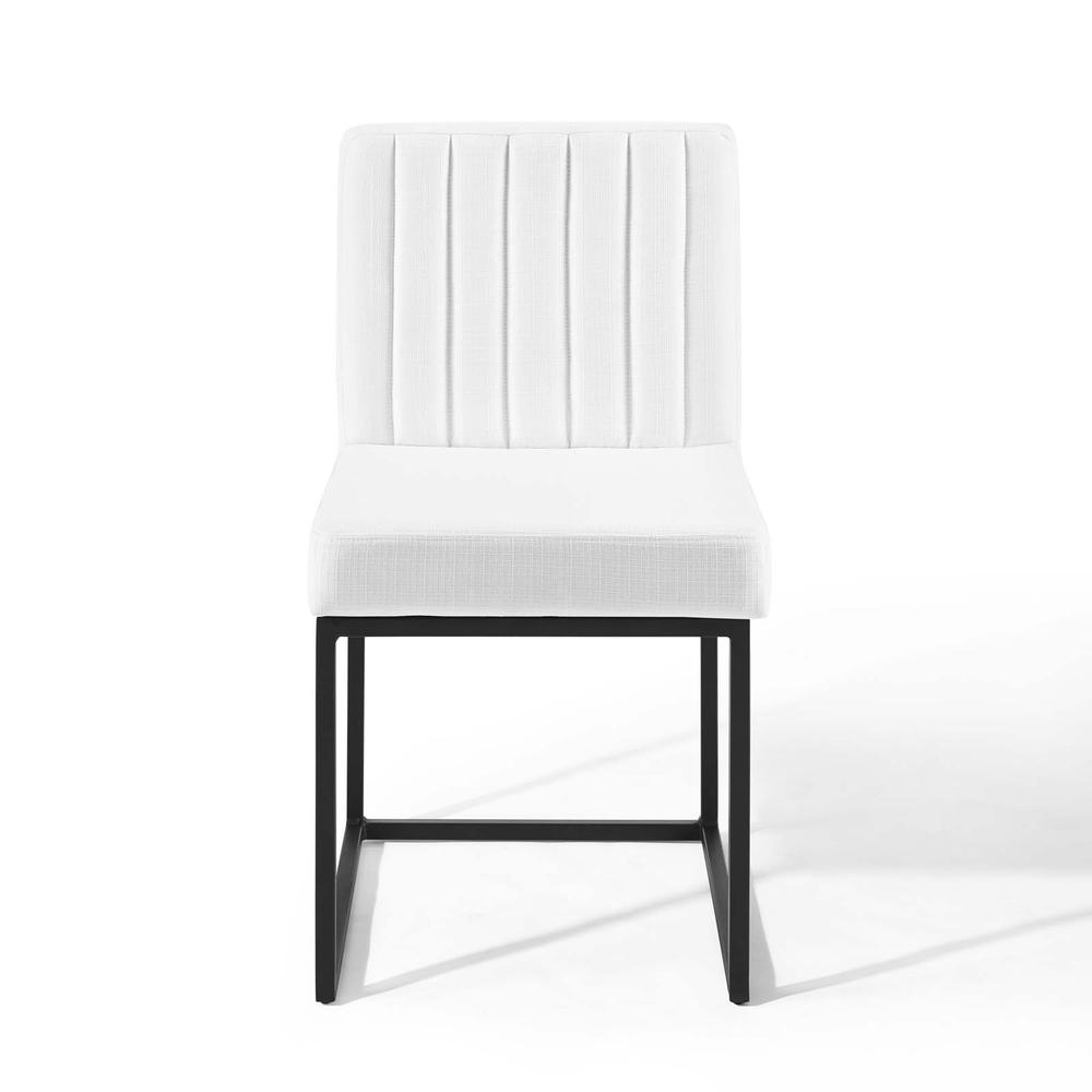 Carriage Channel Tufted Sled Base Upholstered Fabric Dining Chair - Black White EEI-3807-BLK-WHI. Picture 5