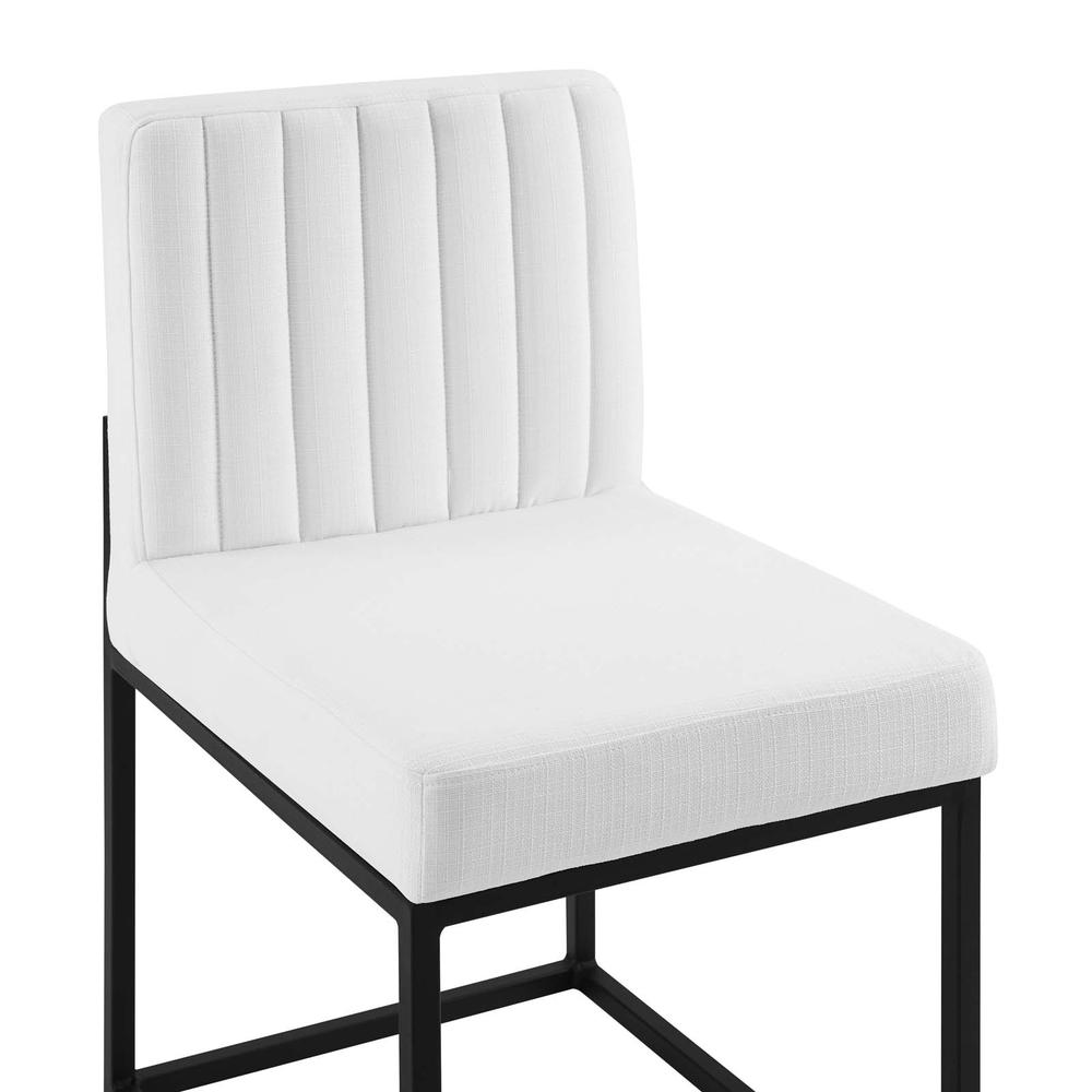 Carriage Channel Tufted Sled Base Upholstered Fabric Dining Chair - Black White EEI-3807-BLK-WHI. Picture 6