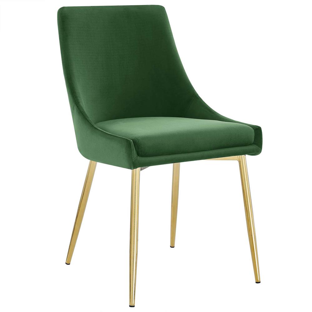 Viscount Performance Velvet Dining Chairs - Set of 2 - Gold Emerald EEI-3808-GLD-EME. Picture 2