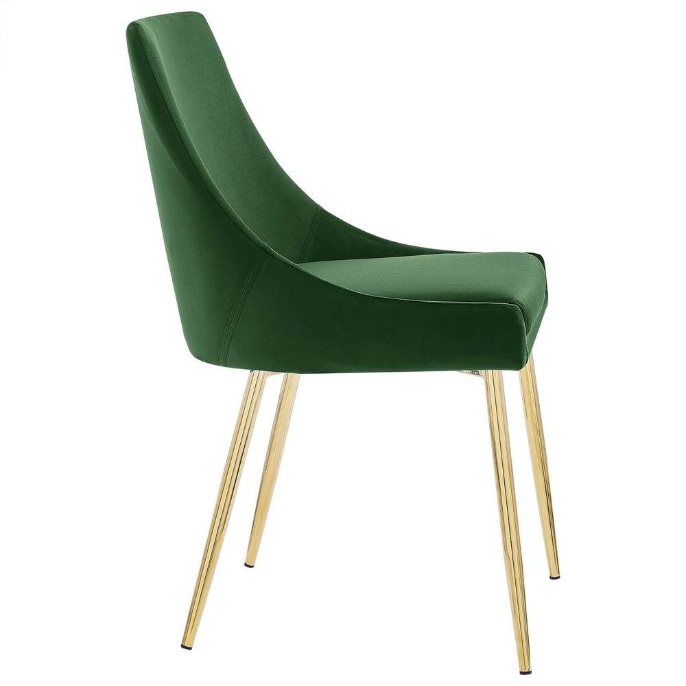 Viscount Performance Velvet Dining Chairs - Set of 2 - Gold Emerald EEI-3808-GLD-EME. Picture 4