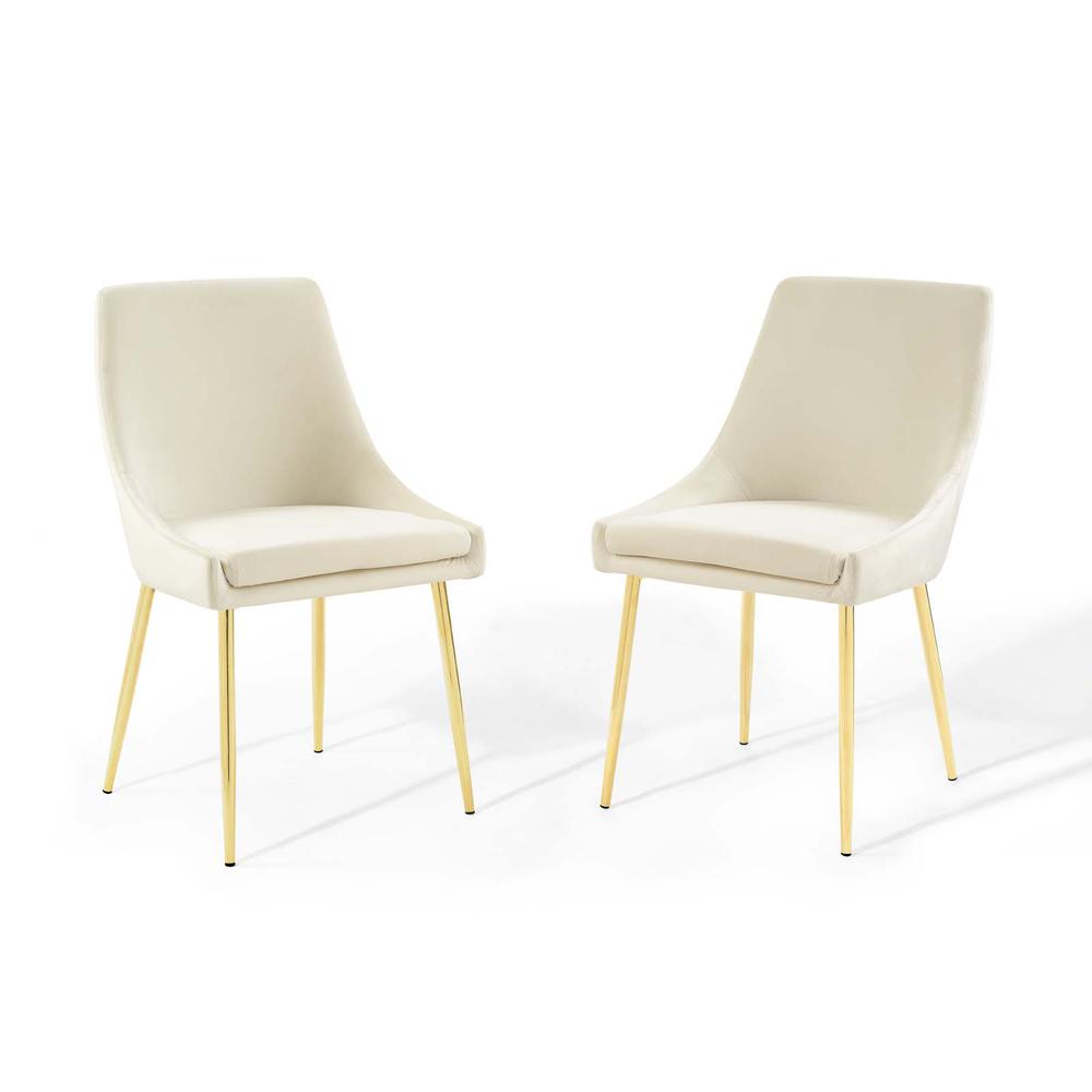 Viscount Performance Velvet Dining Chairs - Set of 2 - Gold Ivory EEI-3808-GLD-IVO. Picture 1