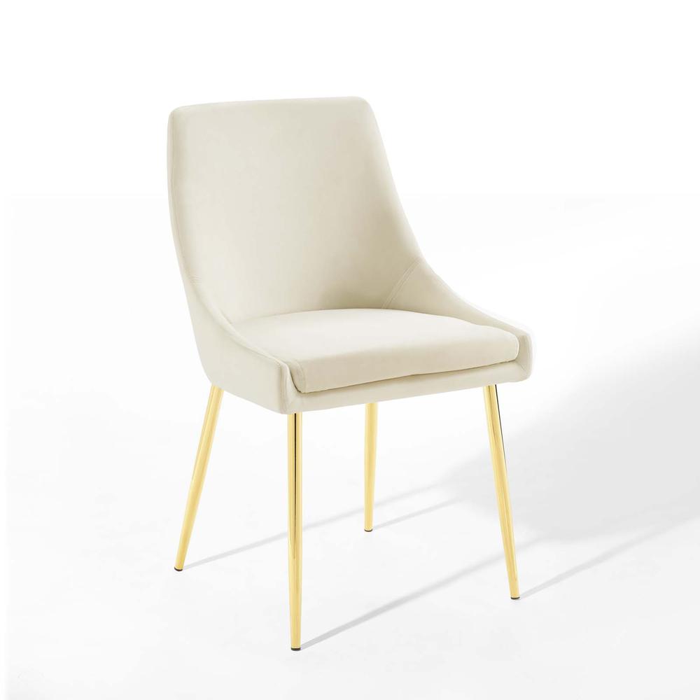 Viscount Performance Velvet Dining Chairs - Set of 2 - Gold Ivory EEI-3808-GLD-IVO. Picture 2