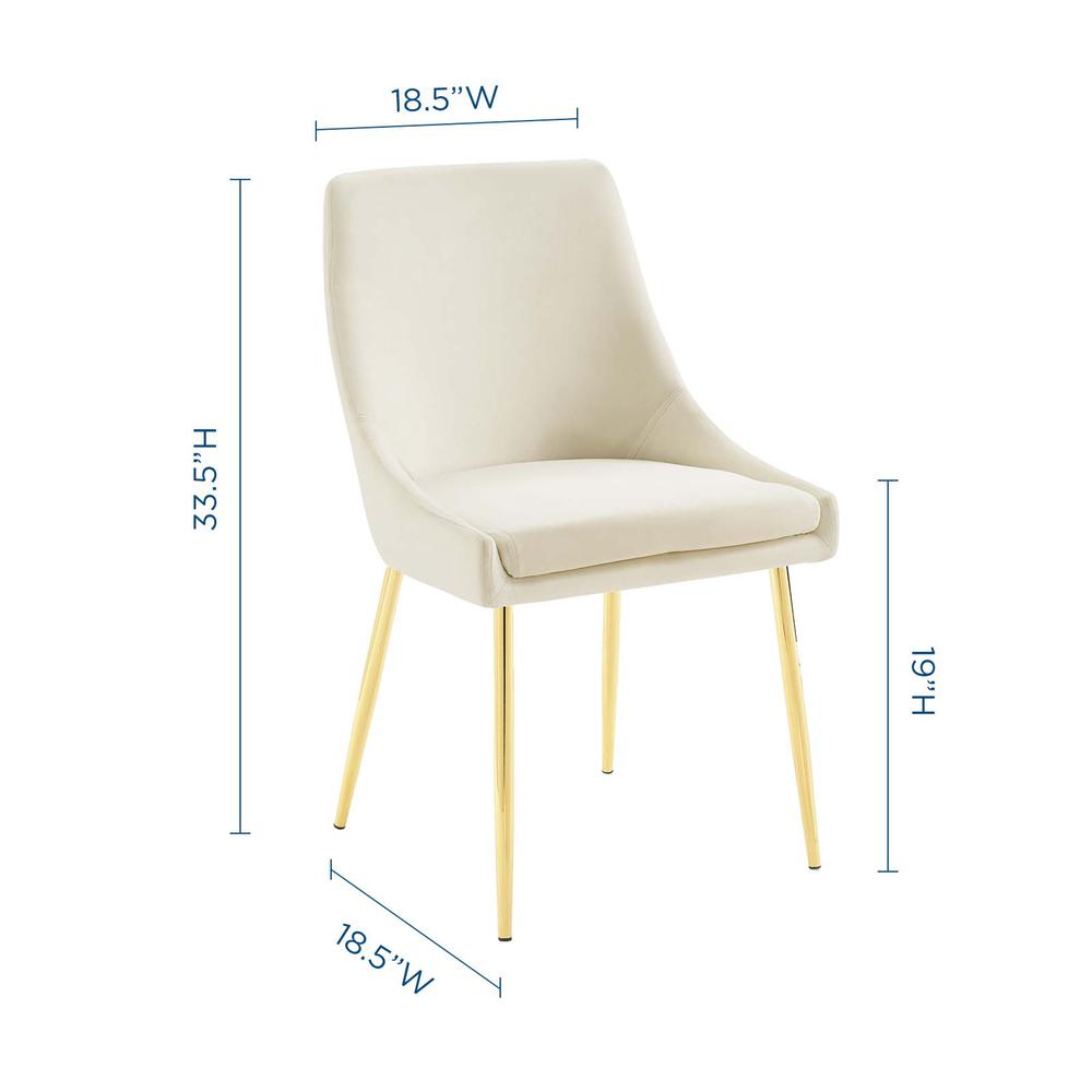 Viscount Performance Velvet Dining Chairs - Set of 2 - Gold Ivory EEI-3808-GLD-IVO. Picture 3