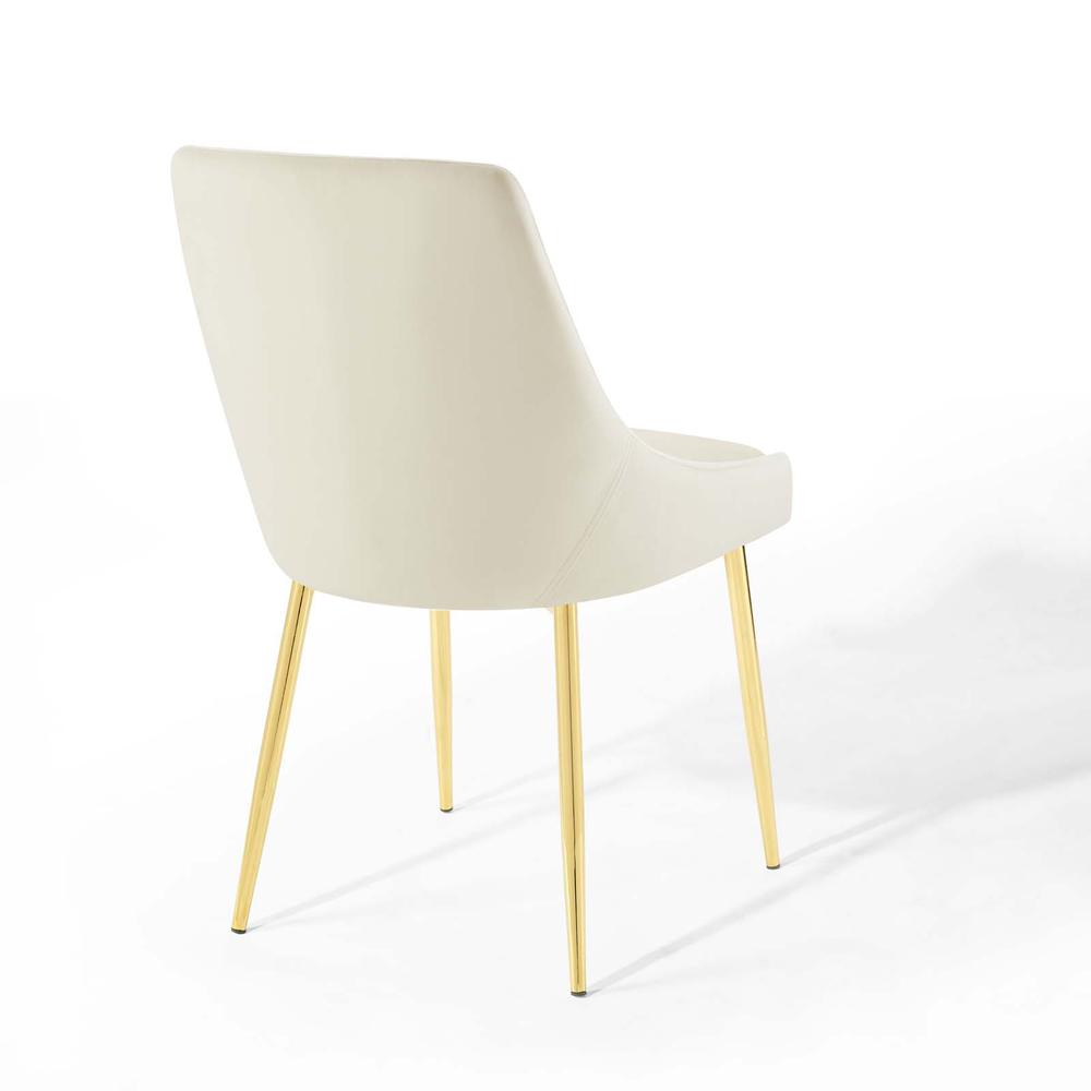 Viscount Performance Velvet Dining Chairs - Set of 2 - Gold Ivory EEI-3808-GLD-IVO. Picture 5