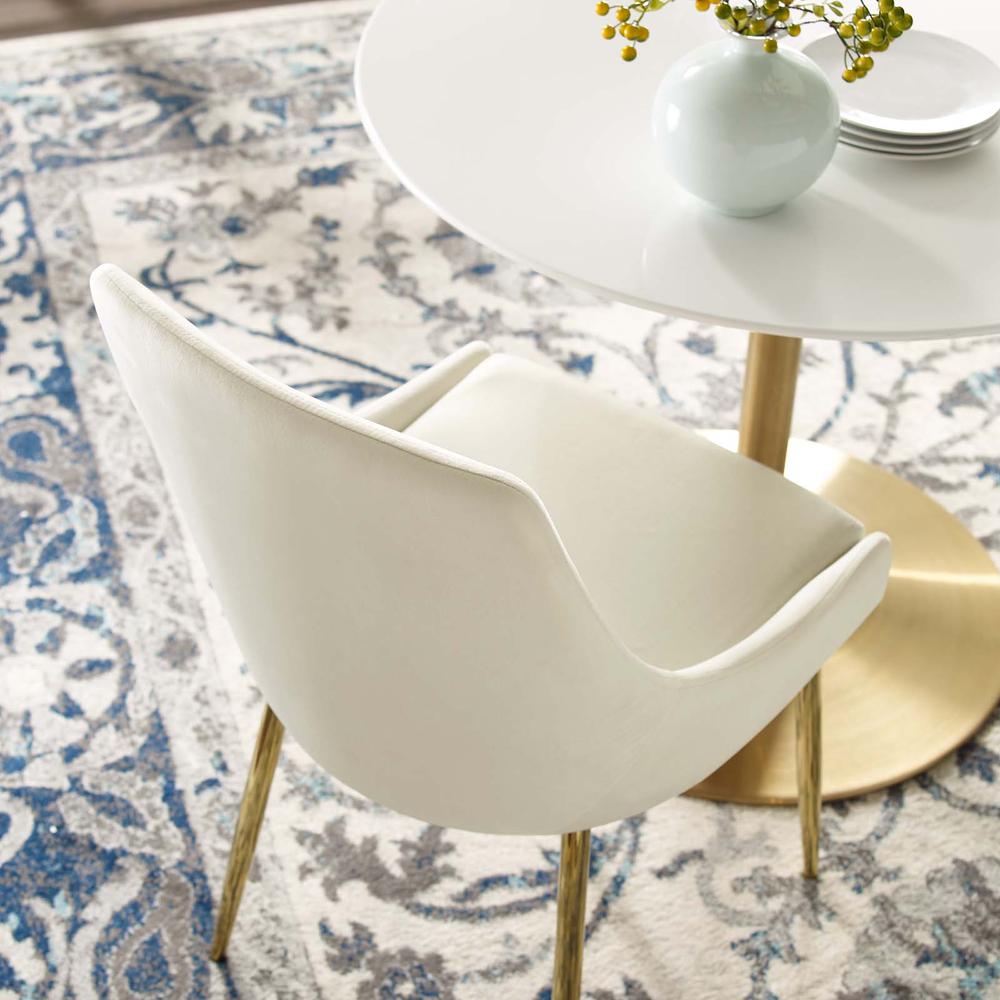 Viscount Performance Velvet Dining Chairs - Set of 2 - Gold Ivory EEI-3808-GLD-IVO. Picture 8
