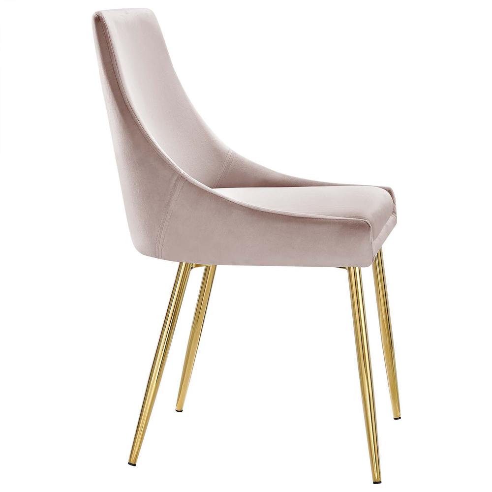 Viscount Performance Velvet Dining Chairs - Set of 2 - Gold Pink EEI-3808-GLD-PNK. Picture 4