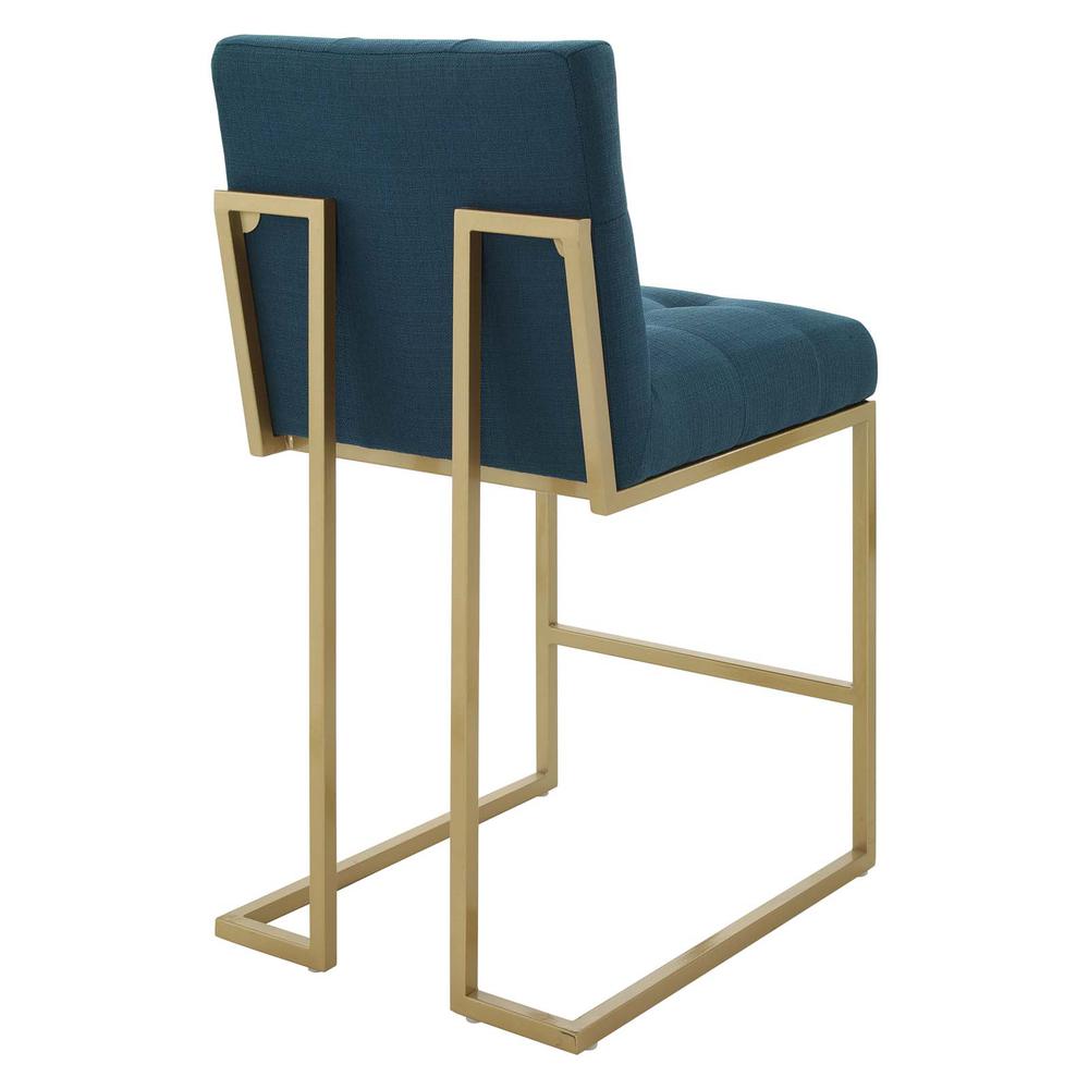 Privy Gold Stainless Steel Upholstered Fabric Counter Stool - Gold Azure EEI-3852-GLD-AZU. Picture 3