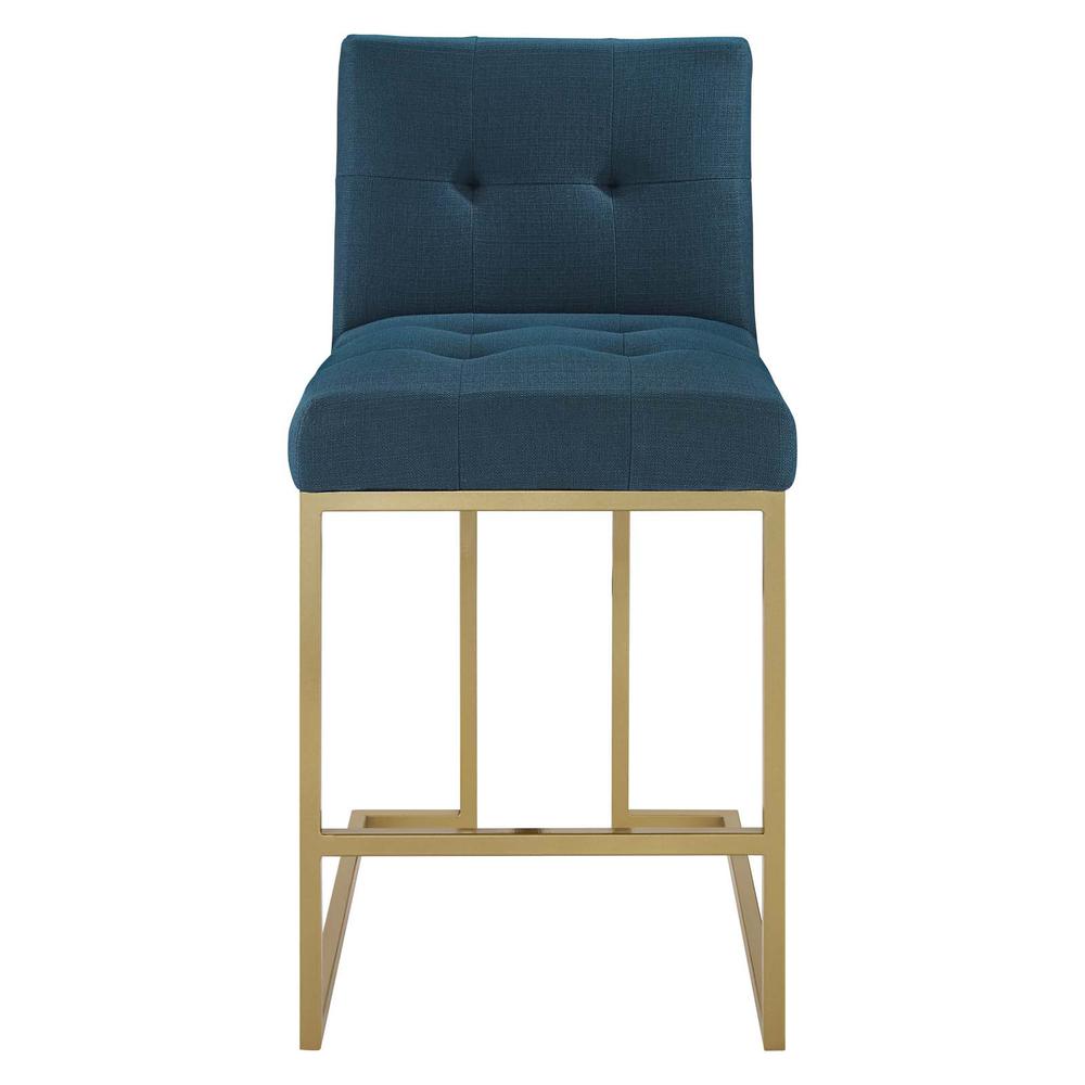 Privy Gold Stainless Steel Upholstered Fabric Counter Stool - Gold Azure EEI-3852-GLD-AZU. Picture 4