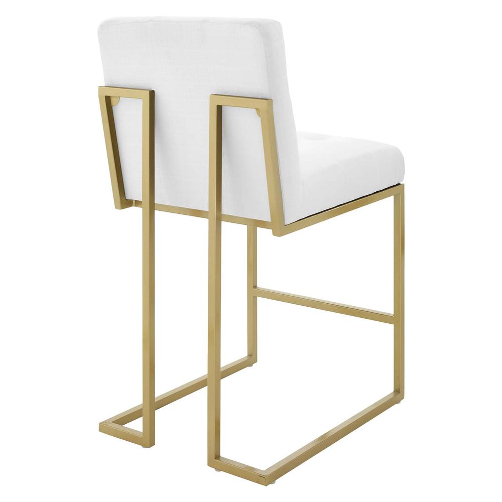 Privy Gold Stainless Steel Upholstered Fabric Counter Stool - Gold White EEI-3852-GLD-WHI. Picture 3