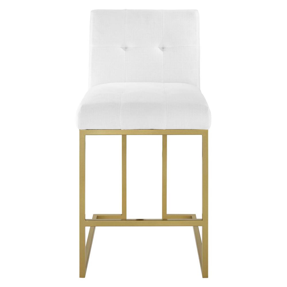 Privy Gold Stainless Steel Upholstered Fabric Counter Stool - Gold White EEI-3852-GLD-WHI. Picture 4